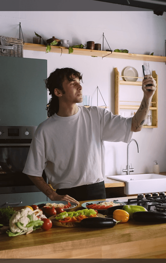 Creator filming content in a kitchen