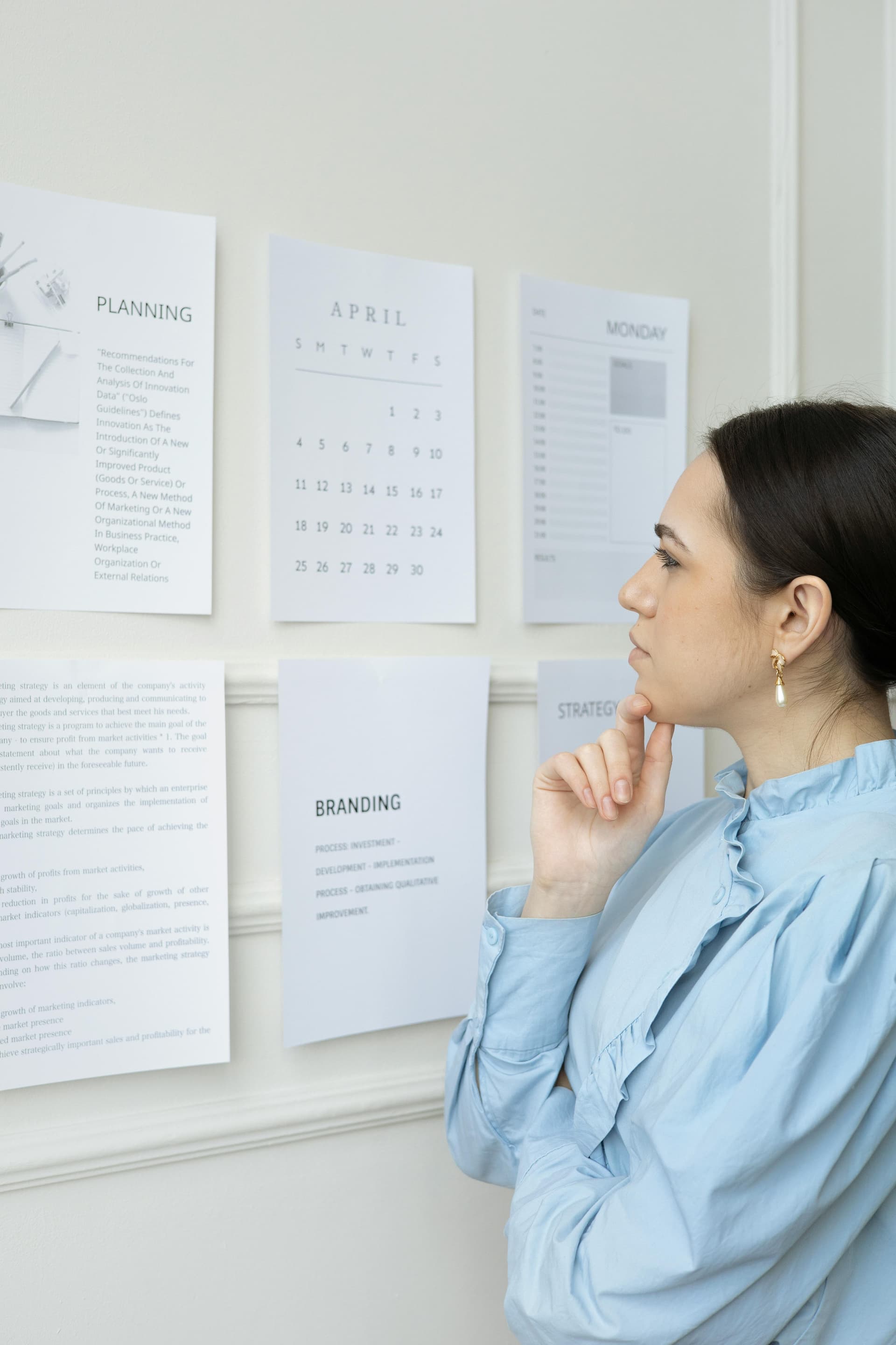 Marketing strategist reviewing campaign plans